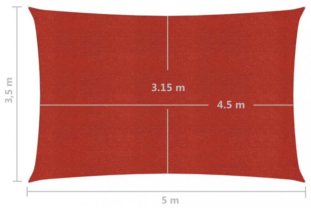piros HDPE napvitorla 160 g/m² 3,5 x 5 m