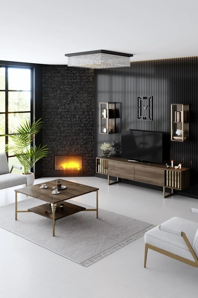 Dohányzóasztal Gold Line - Walnut, Black