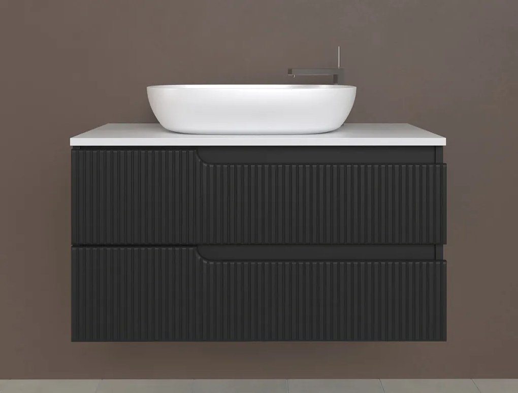 Piramida EURIDIKA fali fürdőszobabútor - mosdópult mosdó nélkül -2 fiókos - PINO FEKETE - 100 x 48 x 53 cm