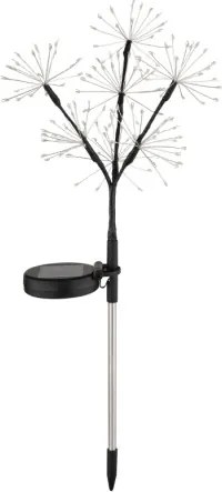 Globo 36092 Solar lámpa, rozsdamentes acél, matt fekete műanyag, átlátszó műanyag, tolókapcsoló, AA 600mAh 1.2V elemmel, IP44, ø: 250mm, M: 600mm, tartozék: 140x 0.06W 3V LED, 3500K