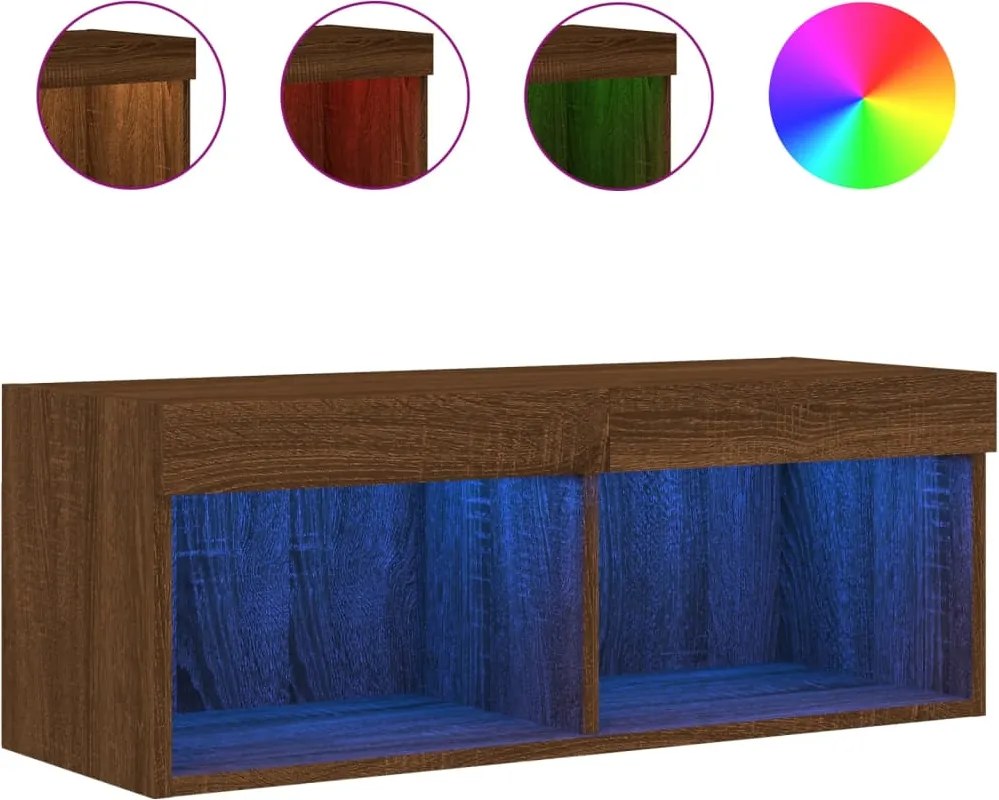 vidaXL barna tölgy színű TV-szekrény LED-világítással 80 x 30 x 30 cm
