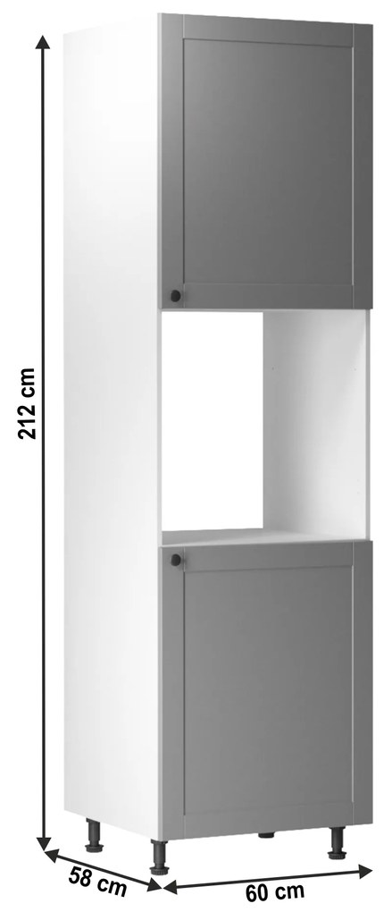 Magas szekrény a beépíthető sütőhöz, szürke matt/fehér, LAYLA D60P