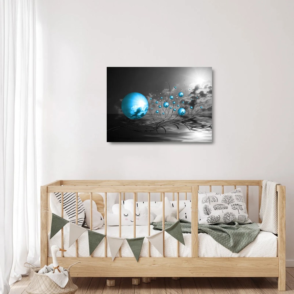 Sötétkék gömbök képe (üvegen) (70x50 cm)