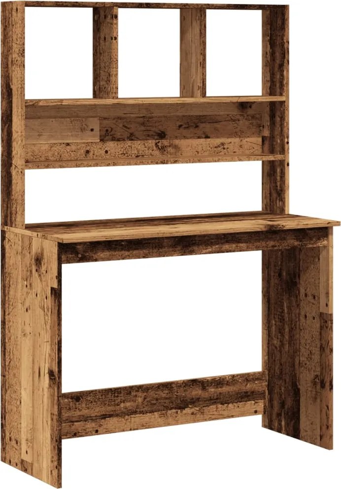 vidaXL antik fa színű szerelt fa íróasztal polcokkal 102 x 45 x 148 cm
