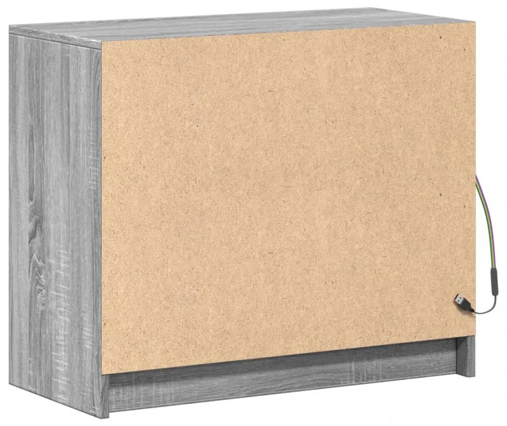 szürke sonoma szerelt fa tálalószekrény LED-del 72 x 34 x 61 cm