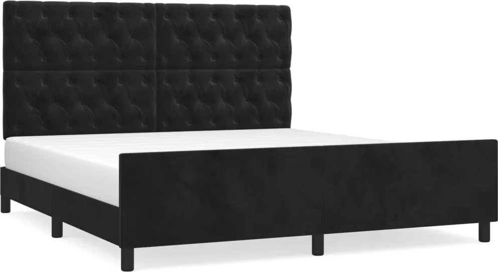 vidaXL fekete bársony ágykeret matrac nélkül 160 x 200 cm