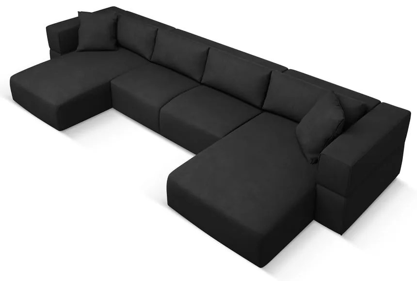 Fekete sarokkanapé ("U" alakú) Esther – Milo Casa