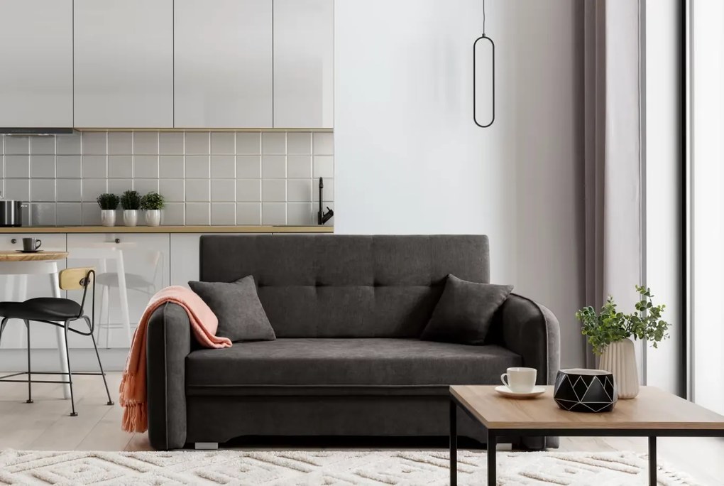 Kinyitható 2 személyes kanapé LAINE, sötétszürke