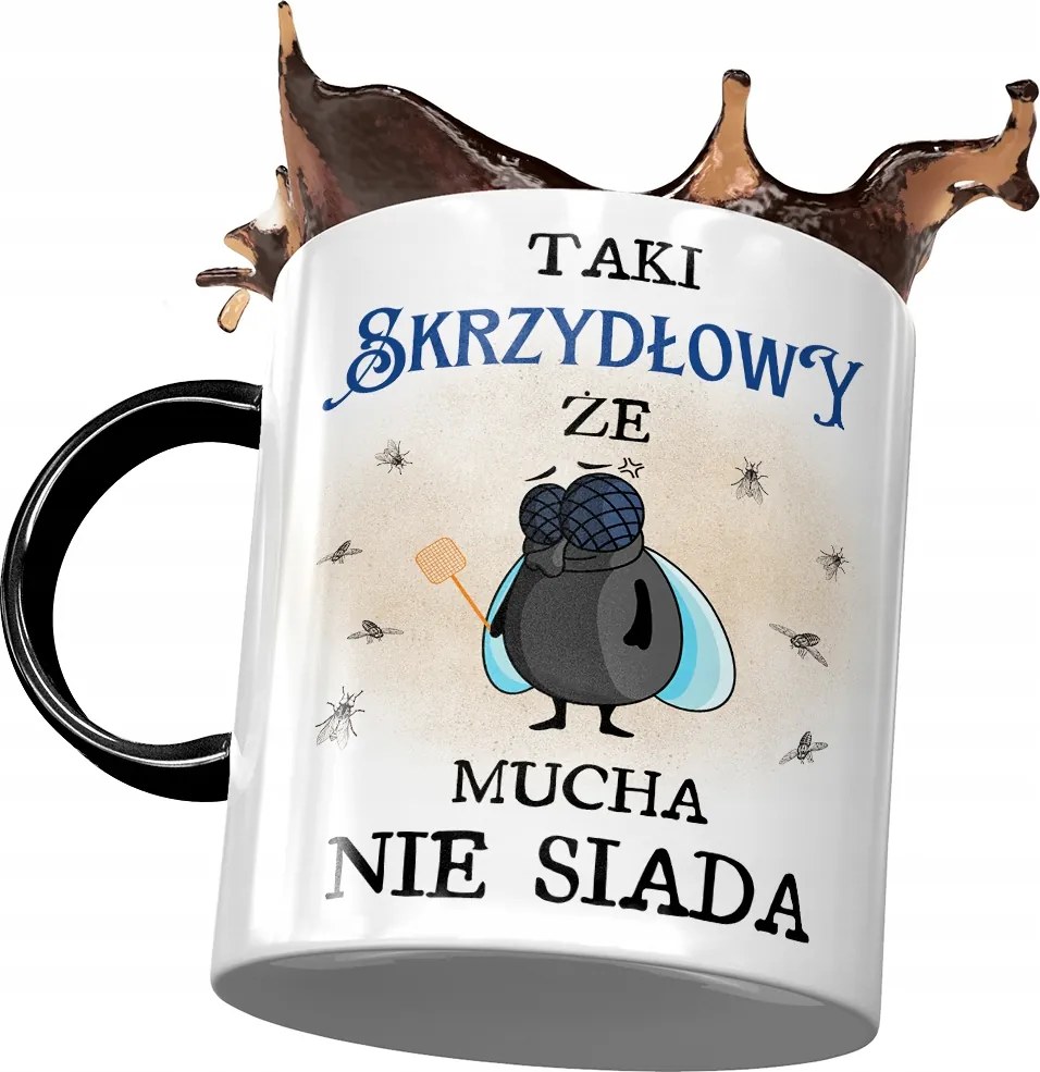 Fekete Bögre Szárnyasoknak, hogy a légy ne üljön le fényképes nyomattal