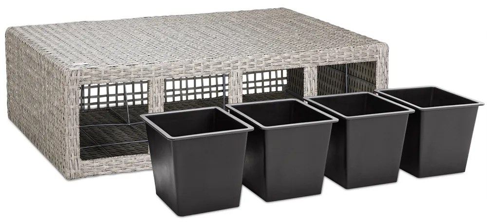 Casaria® Virágláda 95x27x60 cm krémszínű - 4 edény