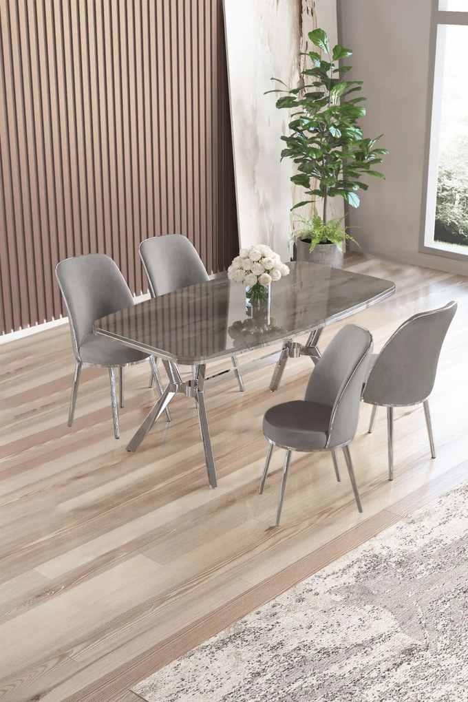 Lena étkezőgarnitúra, antracit-króm, 160 cm – TR240CHR2859