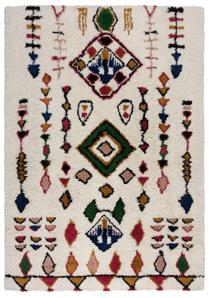 Krémszínű kézi szövésű gyapjú szőnyeg 120x170 cm Moroccan Fes – Flair Rugs