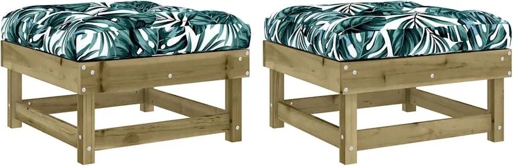 vidaXL 2 db impregnált fenyőfa kerti lábzsámoly párnával