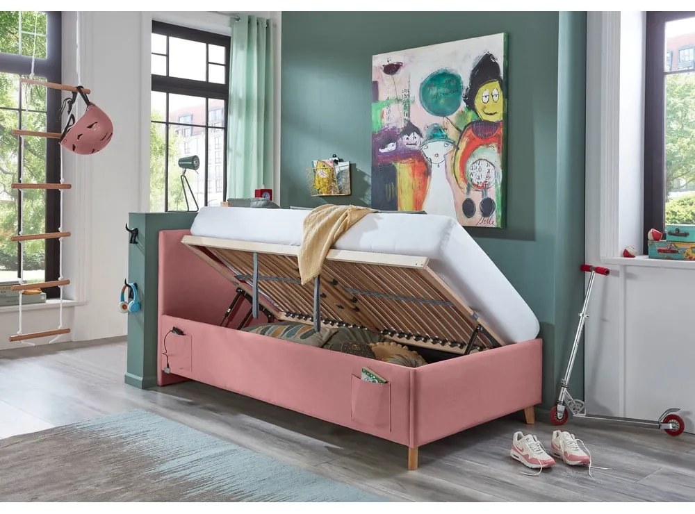 Rózsaszín ágyneműtartós gyerekágy 90x200 cm Cool – Meise Möbel