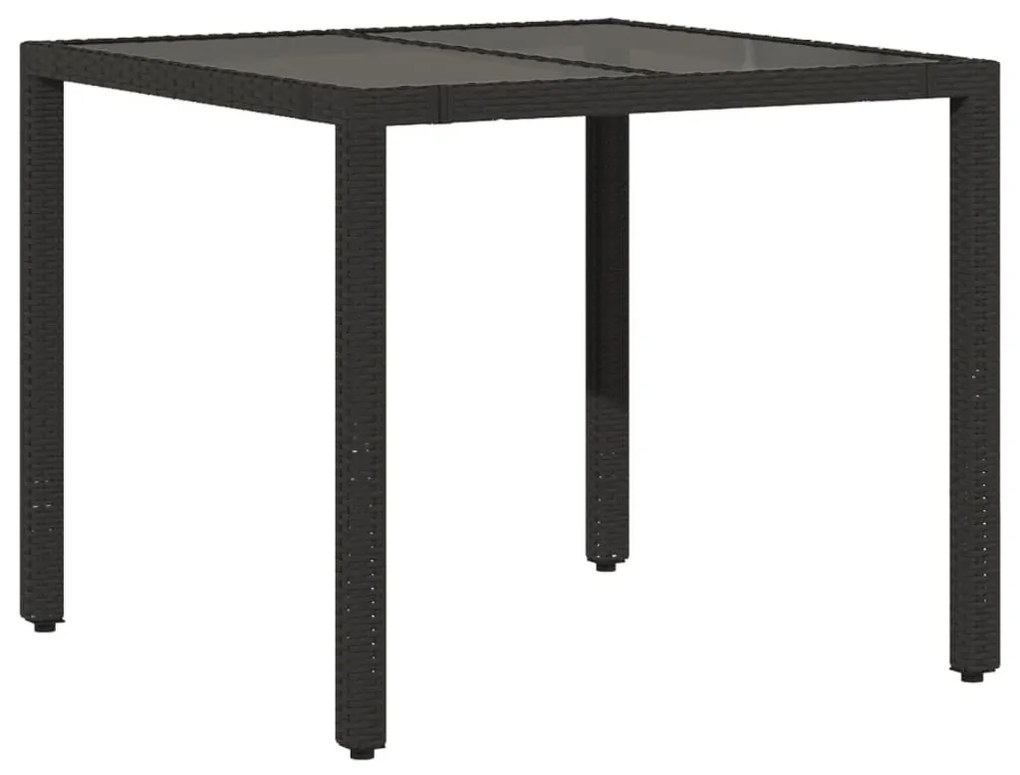 3 részes fekete polyrattan bisztrógarnitúra párnával