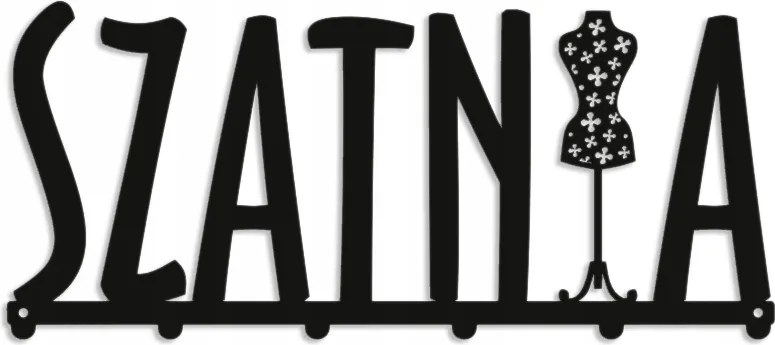 Fali Ruhaakasztó 60cm Tömör Acél 2mm Fekete Öltöző Felirat