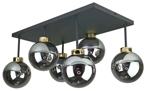 Felületre szerelhető csillár  DEA 6xE14/60W/230V fekete/arany/füstös fekete