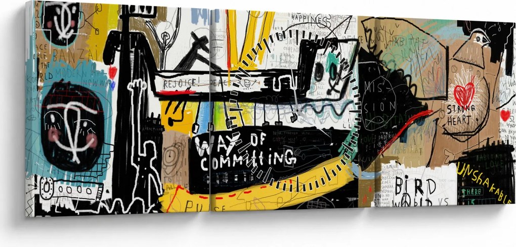 Festmény - Graffiti (órával) (90x30 cm)