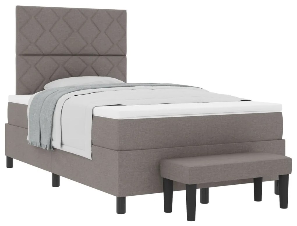 Box Spring Ágy Mattal és Pad Taupe 120x190 cm Szövet