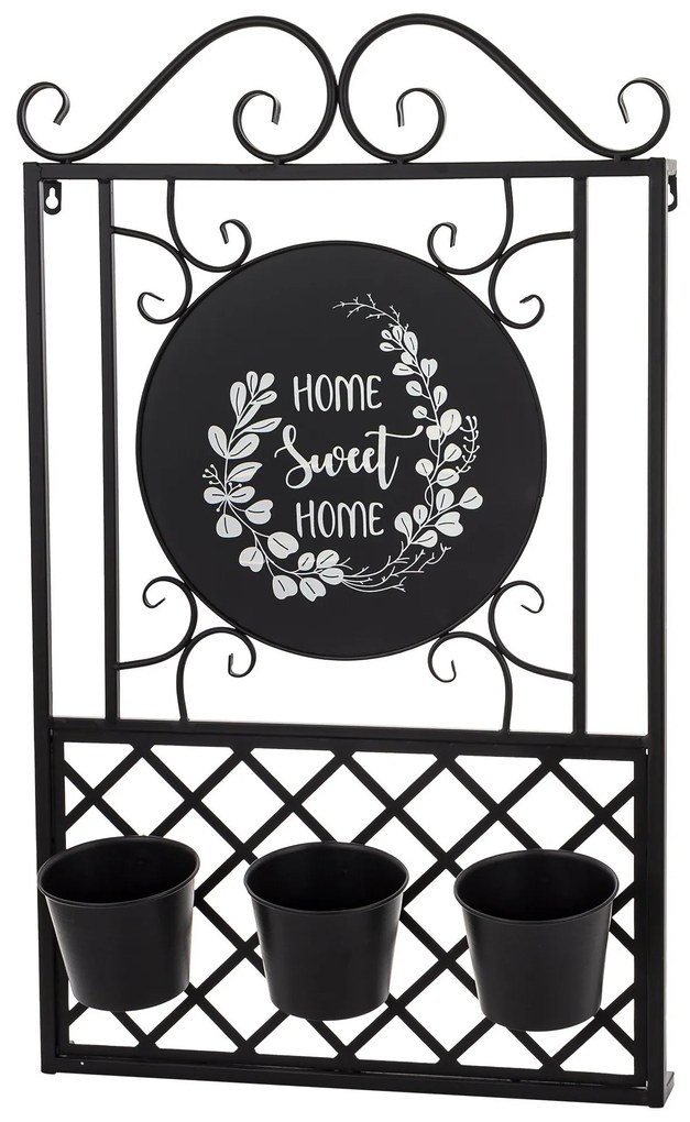 Vintage fali kerti virágtartó három kaspóval Home Sweet Home