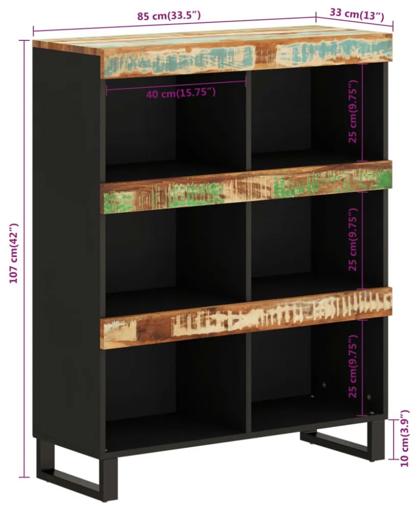 tömör újrahasznosított fa tálalószekrény 85 x 33 x 107 cm