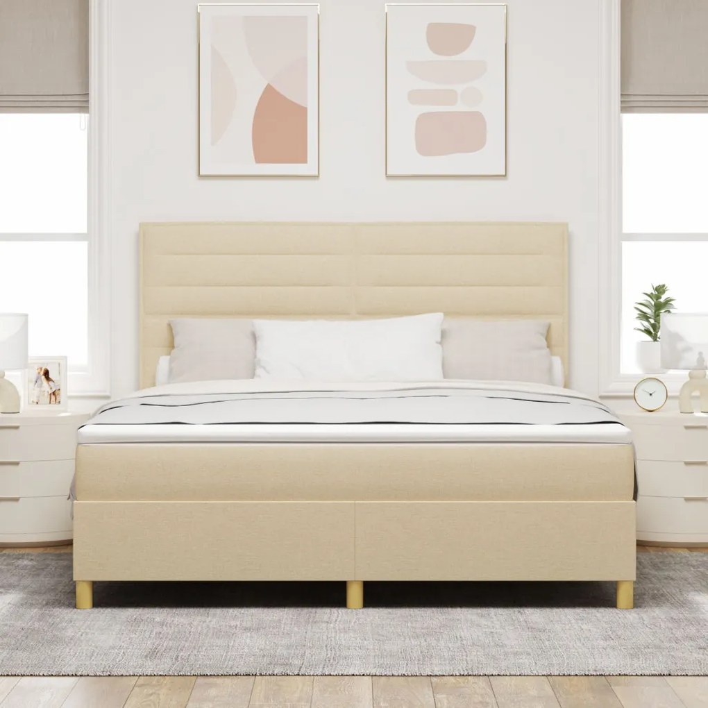 Boxspring Ágy Matraccal Krém Szuper Király Szövet