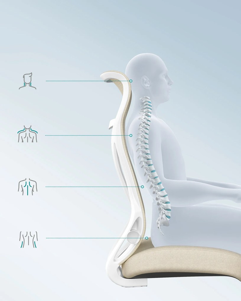 Irodai szék ergonomikus háttámla, állítható magasság, felhajtható kartámaszok, bézs