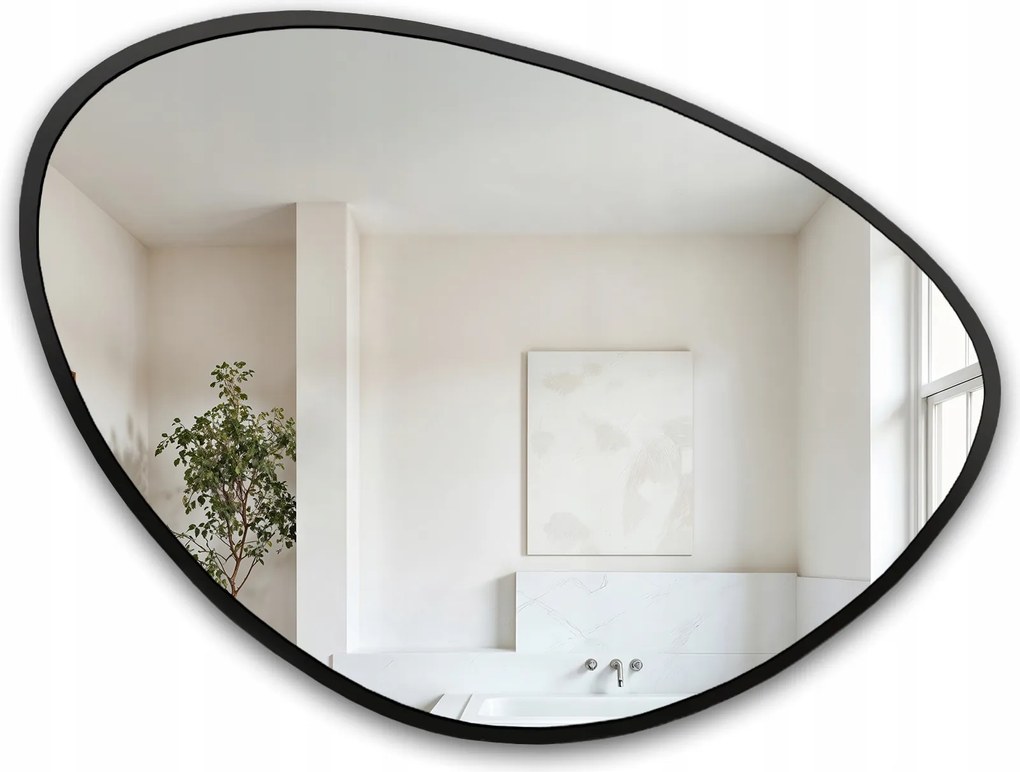 Obszidián szabálytalan tükör fekete Mdf keretben 92x70 dekoratív