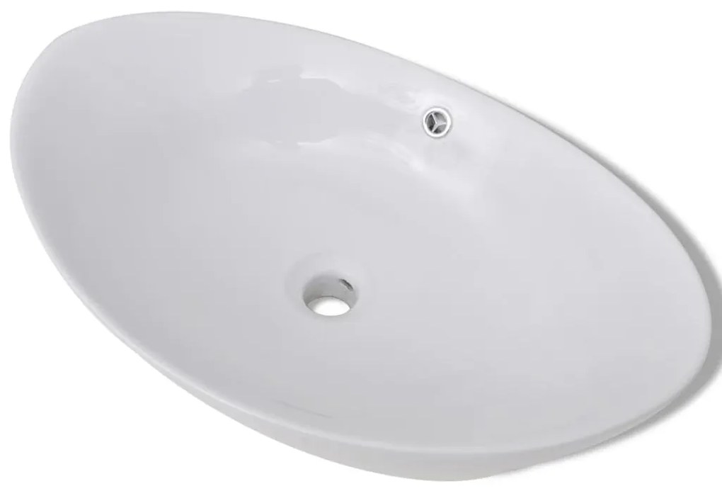vidaXL Luxus Kerámia Mosdó Ovális Túlfolyó 59 x 38,5 cm