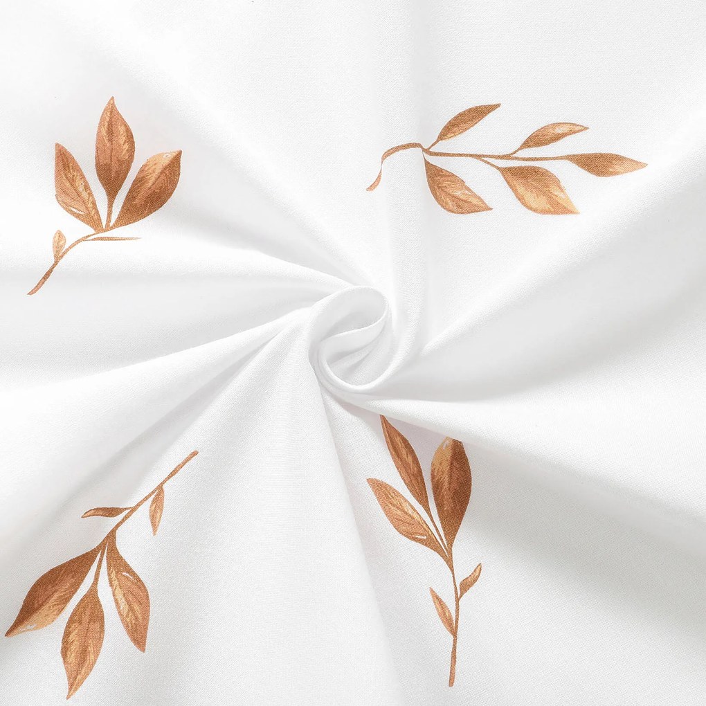 Goldea pamut körgumis lepedő - barna őszi levelek 180 x 200 cm