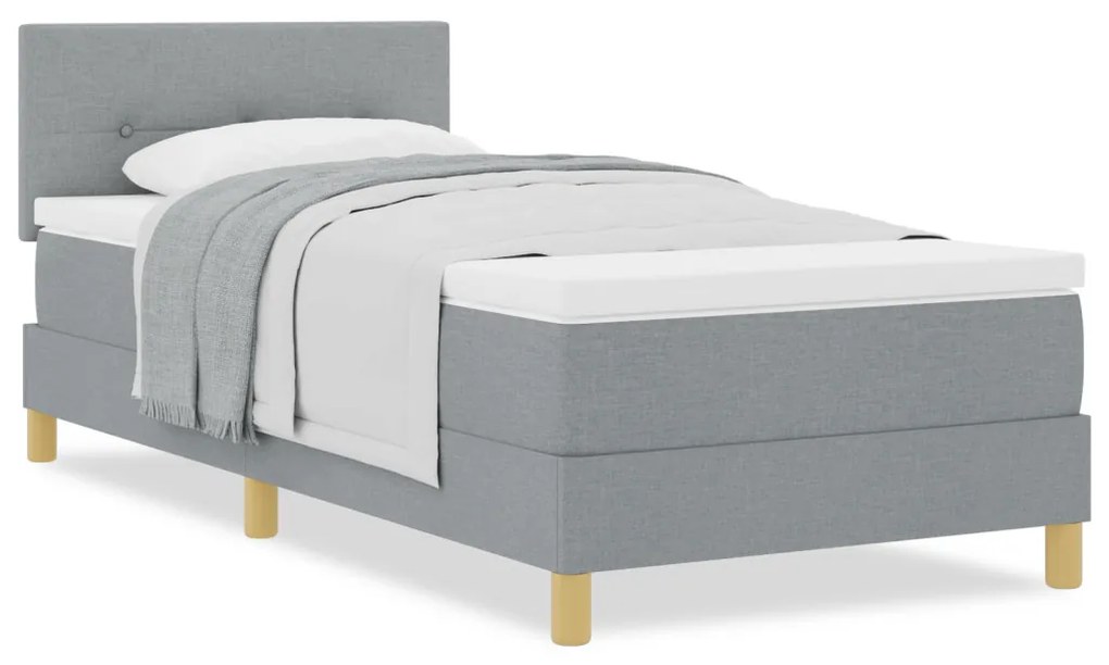 Boxspring ágy matraccal, világosszürke, 90x200 cm, szövet