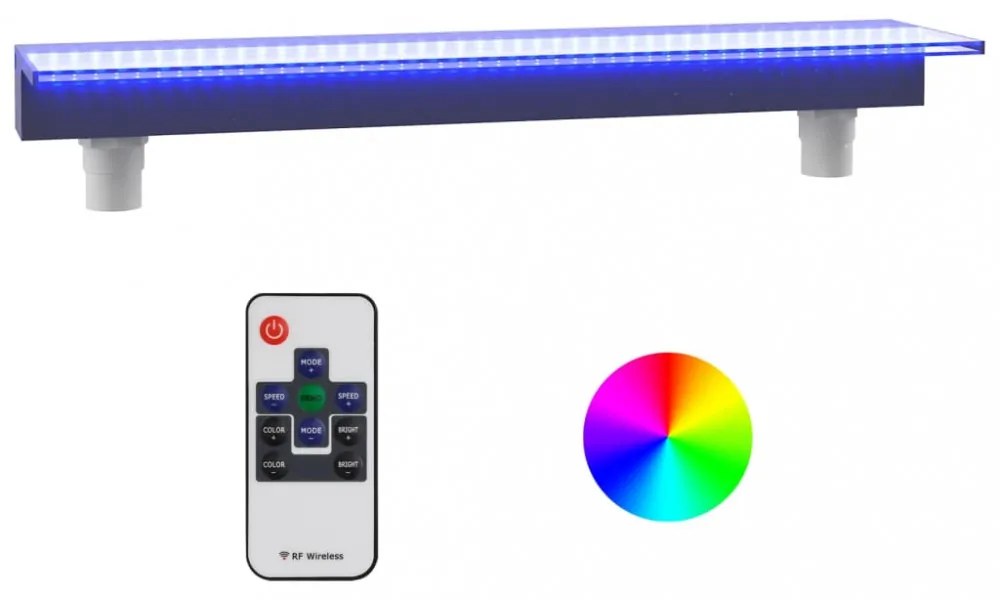 akril vízeséskifolyó RGB LED-ekkel 90 cm