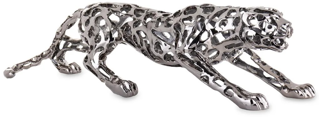 Figura Leopard Műanyag Ezüst 22x87x18cm