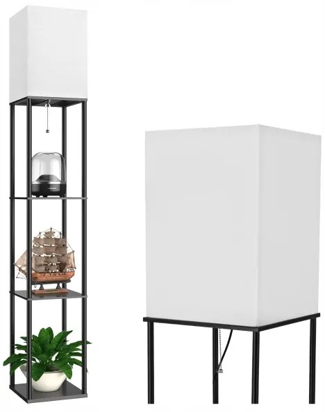 Állólámpa polcokkal, 1xE27/40W/230V, fekete/fehér