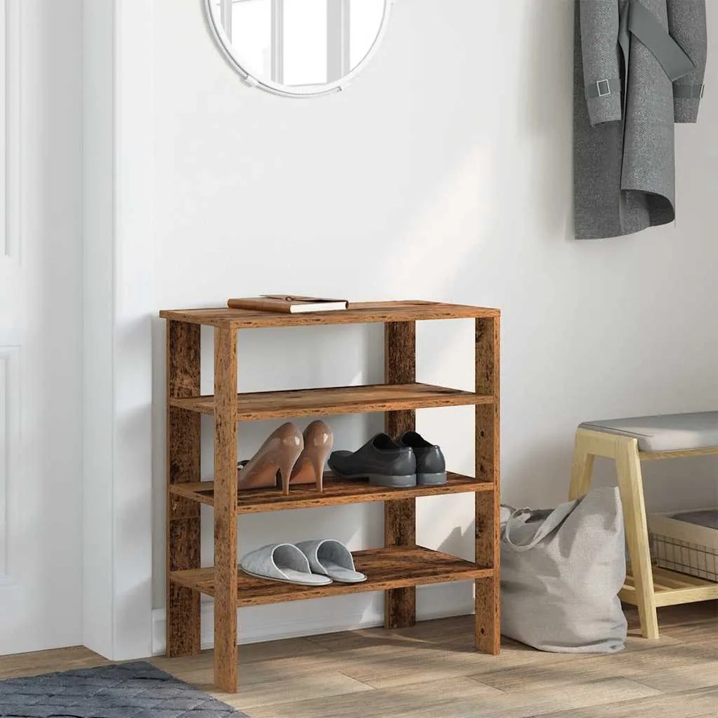 antik fa szerelt fa cipőtartó 61x32x70 cm