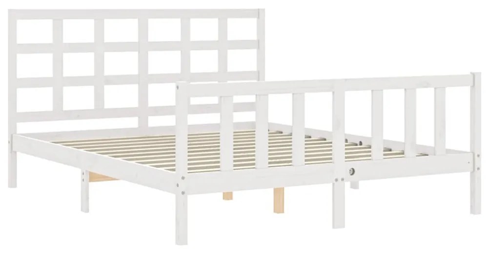 fehér tömör fa ágykeret fejtámlával King Size