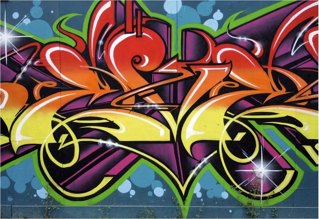 Tapéta Graffiti Mix Absztrakt Színes Extázis Városfestékek 416x254 vinil