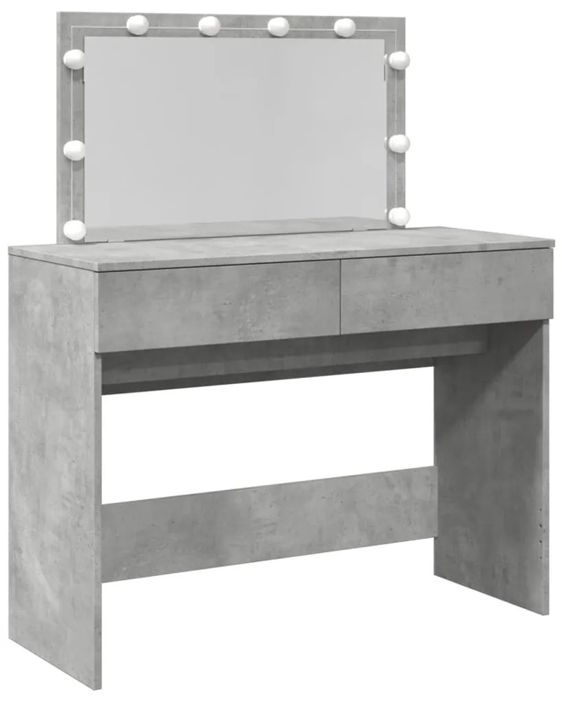 betonszürke fésülködőasztal LED-del 100 x 40 x 120 cm