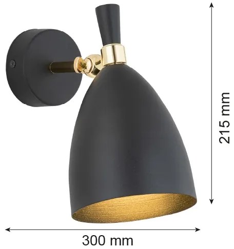 Argon 4701 - Fali lámpa CHARLOTTE 1xE27/15W/230V fekete/arany