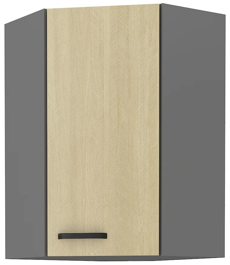Sarok felső konyhaszekrény Scarmi 58x58 GN-90 1F (Antracit + Herringbone scandi). 1049759