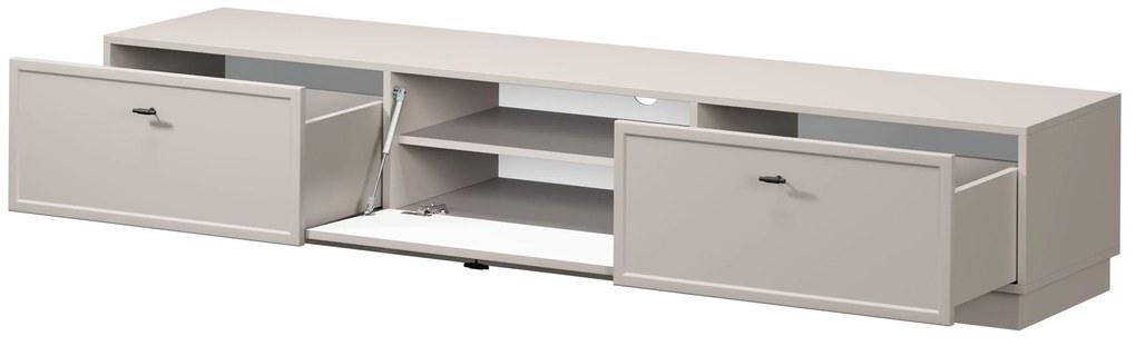 Lorini fiókos TV szekrény 200 cm - kasmír / fekete T-bar fogantyúk