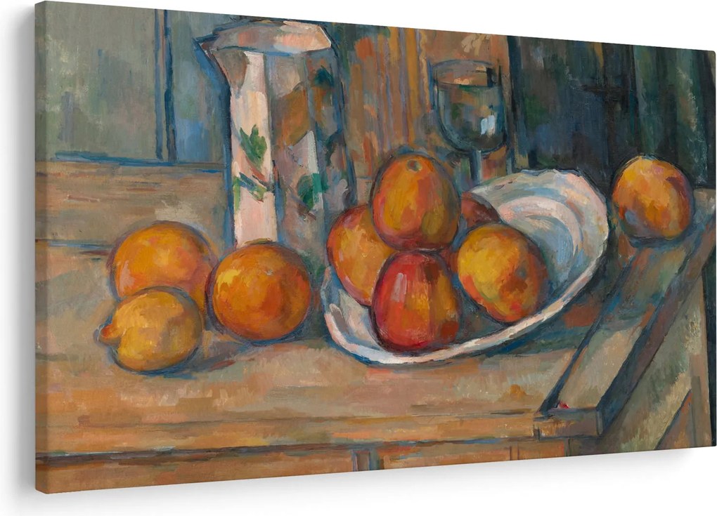 Kép - Paul Cézanne, Still Life with Milk Jug and Fruit, reprodukciók (90x60 cm)