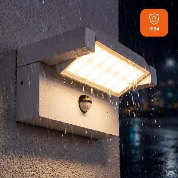 LED kültéri fali lámpa érzékelővel LED/25W/230V IP54 fehér