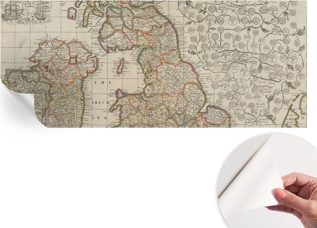 Dekoratív öntapadós fotótapéta irodába Antik térkép 250x104 cm