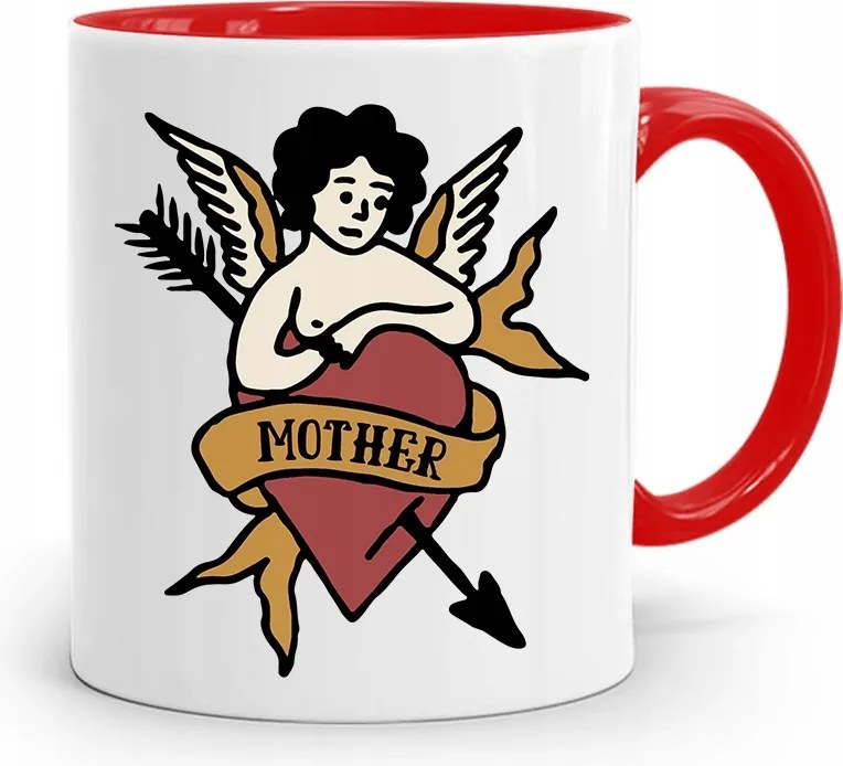 Piros Ajándék Bögre Anyukáknak Mother nyomott mintával
