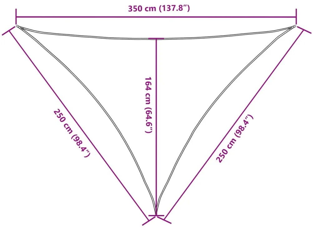 terrakotta háromszögű oxford-szövet napvitorla 2,5x2,5x3,5 m
