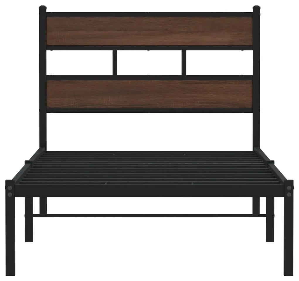 barna tölgy színű fejtámlás ágykeret matrac nélkül 100 x 190 cm