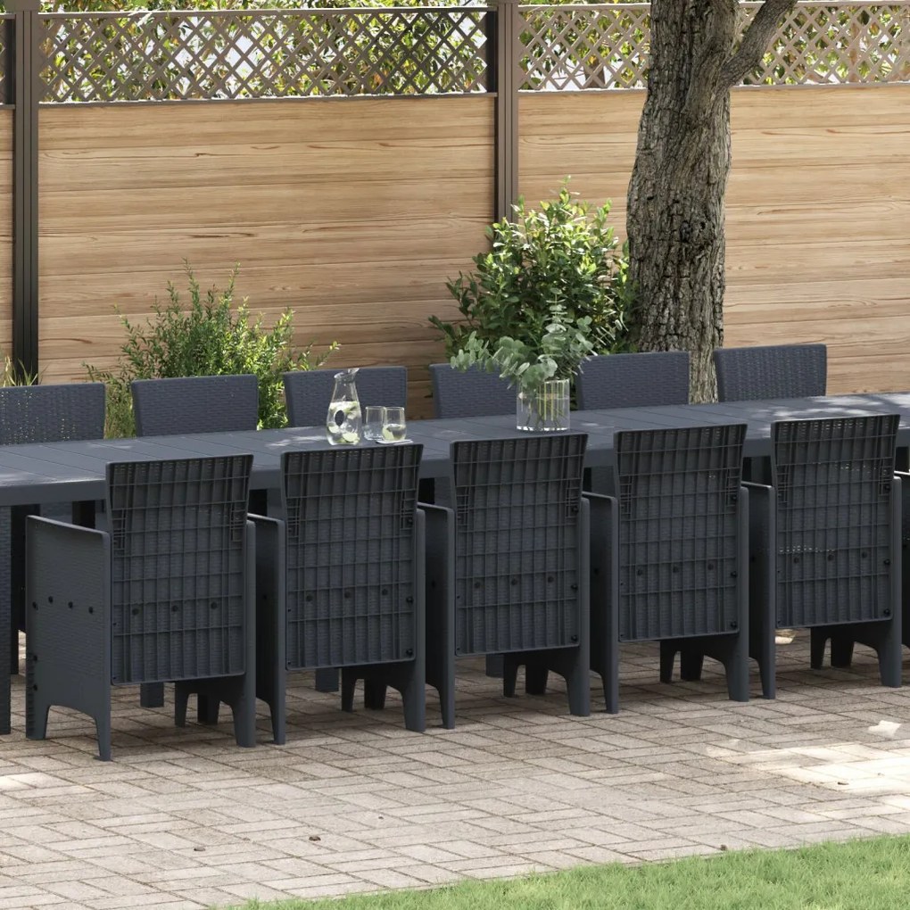 17 Részes Kert Étkező Szett Párnákkal Fehér Poli Rattan, Kert Asztal Fehér 250x100x73 cm Poli Rattan, Kert Asztal Fehér 150x100x73 cm Poli Rattan, Kerti Szék Párnákkal 4 db Fehér Poli Rattan