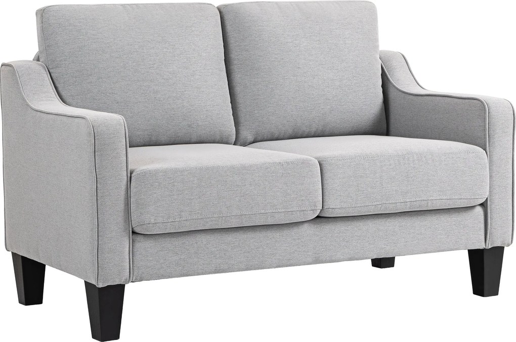 HOMCOM 2-Fős Szövet Kanapé Karfával, Vastag Párnázással és 2 Párnával, Modern 2-Fős Loveseat Fa Kerettel Nappaliba, Pihenőre és Hálószobába, Világos S