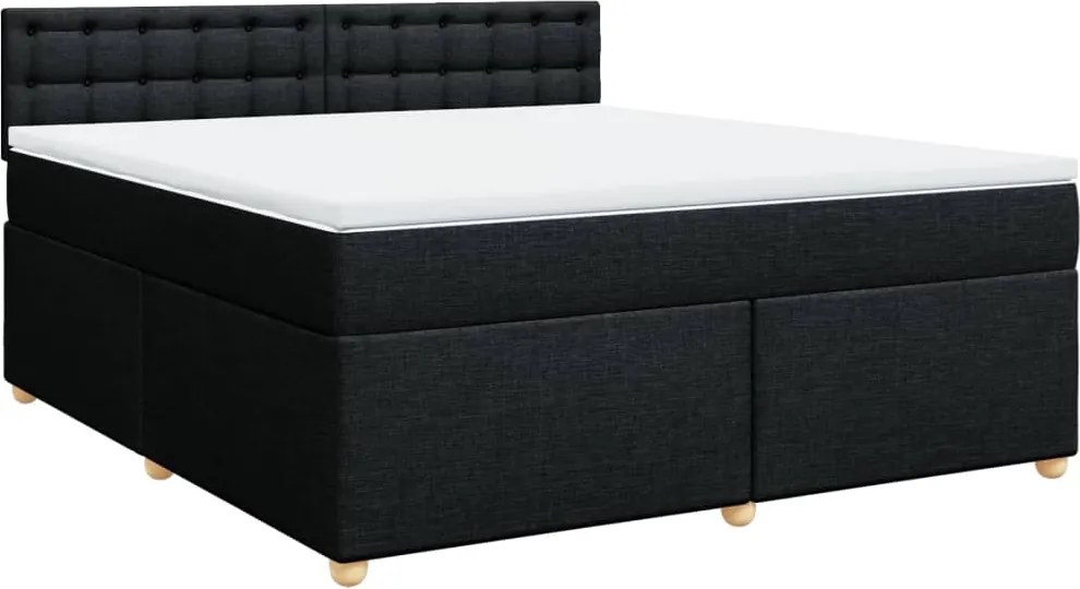 vidaXL fekete szövet rugós ágy matraccal 180 x 200 cm